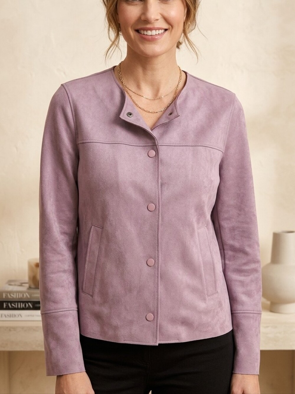 Chico's Scuba Suede Jacket Violet Ice NWT Size 0 / US 4-6